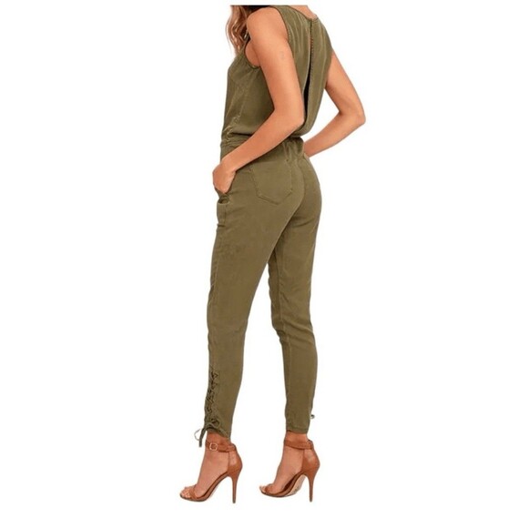 Pistola Ysabel Olive Green Sleeveless Jumpsuit Size S 100% Tencel Spring Summer - Picture 3 of 16